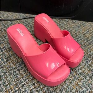 Melissa Vibrant Pink Platform Slides